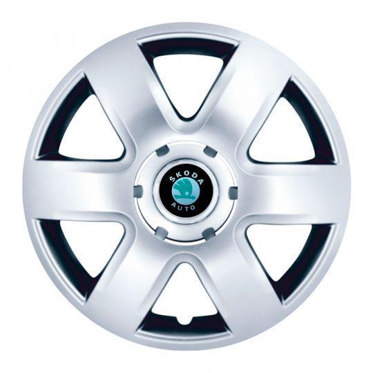 Автомобильные колпаки SKS 337 R15 с логотипом Skoda 4 шт. Серебристый