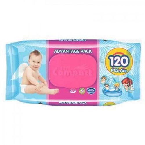 Дитячі вологі серветки Ultra Compact Angels Baby з клапаном 120 шт. (532789)