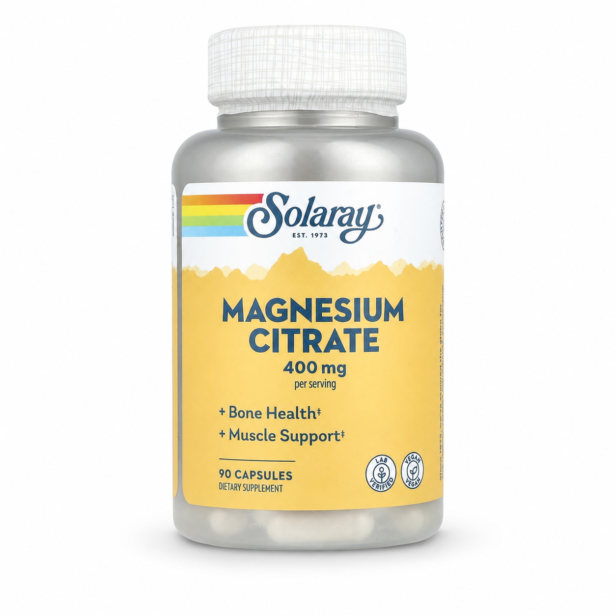 Цитрат магния для взрослых Solaray Magnesium Citrate с суточной порцией 3 капсулы 400 мг 90 вегетарианских капсул