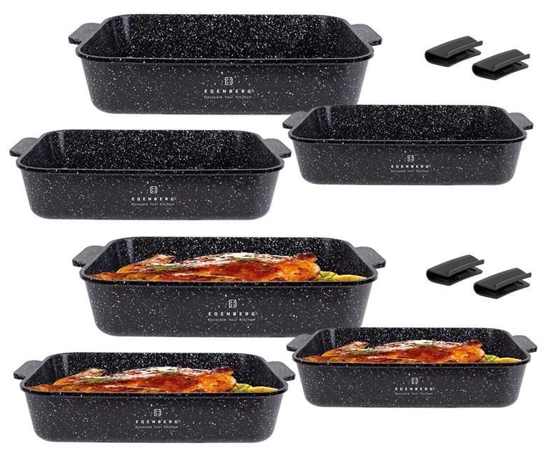 Набор жаровни Edenberg прямоугольная 3 шт. с мраморным покрытием 3,2/4,0/4,7 л (EB-12129) - фото 8