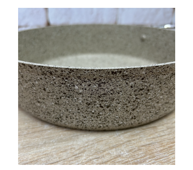 Кастрюля-сотейник OMS из литого алюминия с крышкой для газа и индукции 3,8 л Песочный (3316-3.8) - фото 3