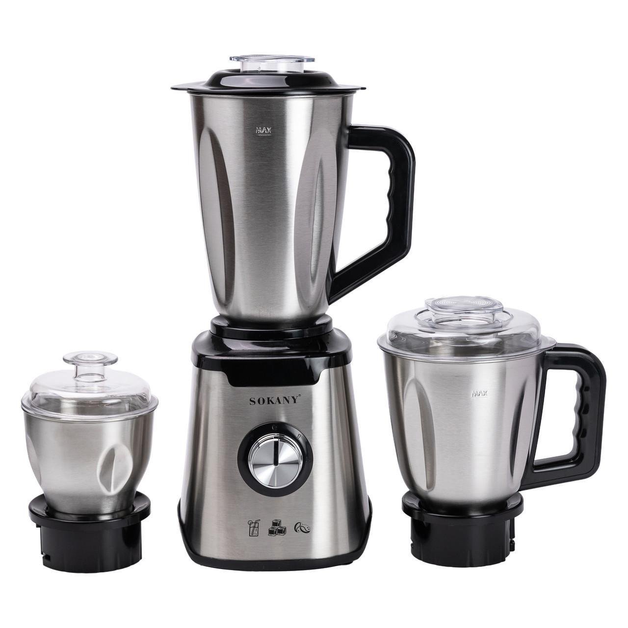 Блендер стационарный Sokany SK-187 1000 Вт 3 чаши 0,5/1/1,5 л с кофемолкой Серебристый (b-SK-187) - фото 6 Блендер стационарный Sokany SK-187 1000 Вт 3 чаши 0,5/1/1,5 л с кофемолкой Серебристый (b-SK-187) - фото 6