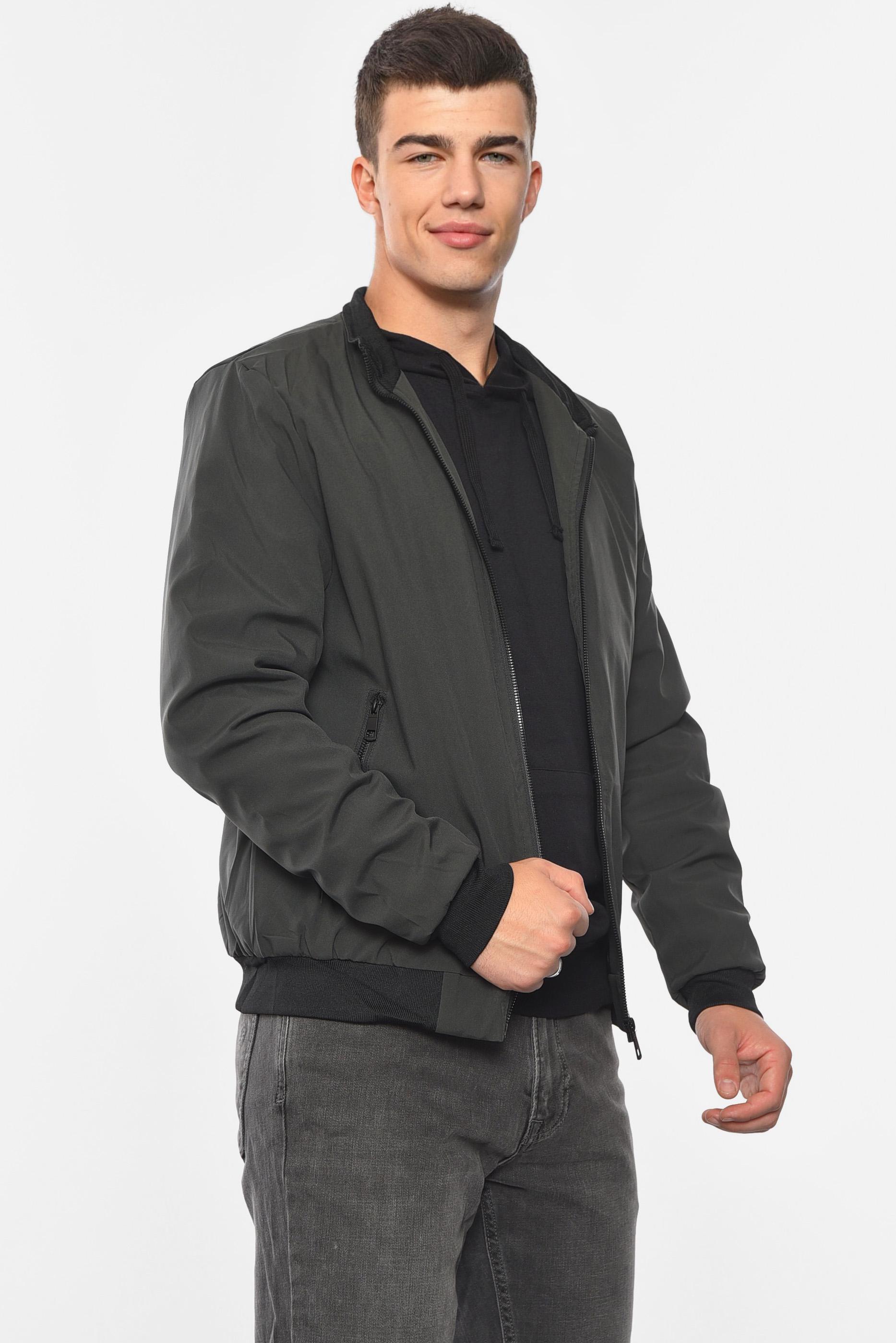 Бомбер мужской однотонный XL Темно-серый (190557) - фото 2