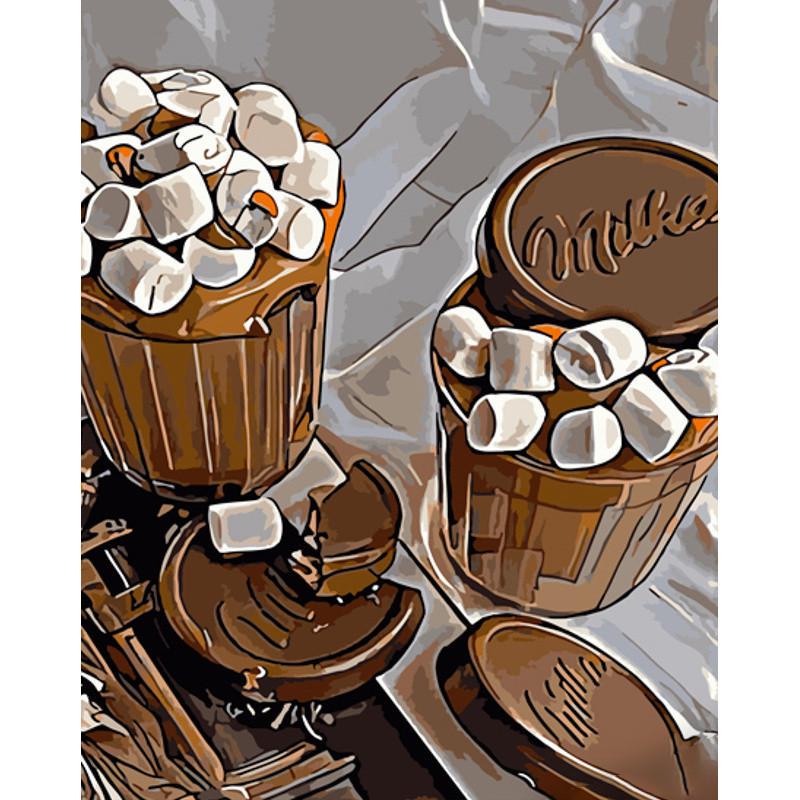 Картина за номерами Strateg Преміум Какао з маршмеллоу 40х50 см (GS881)
