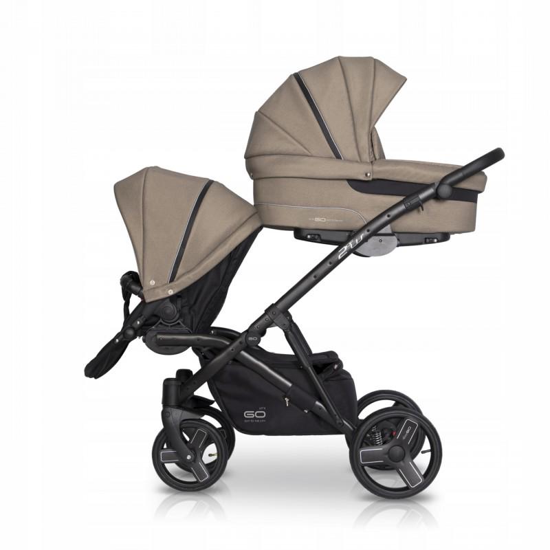 Коляска для двійні EasyGo 2 of Us з дощовиком та сумкою та 2 чохлами на ніжки Бежевий - фото 2