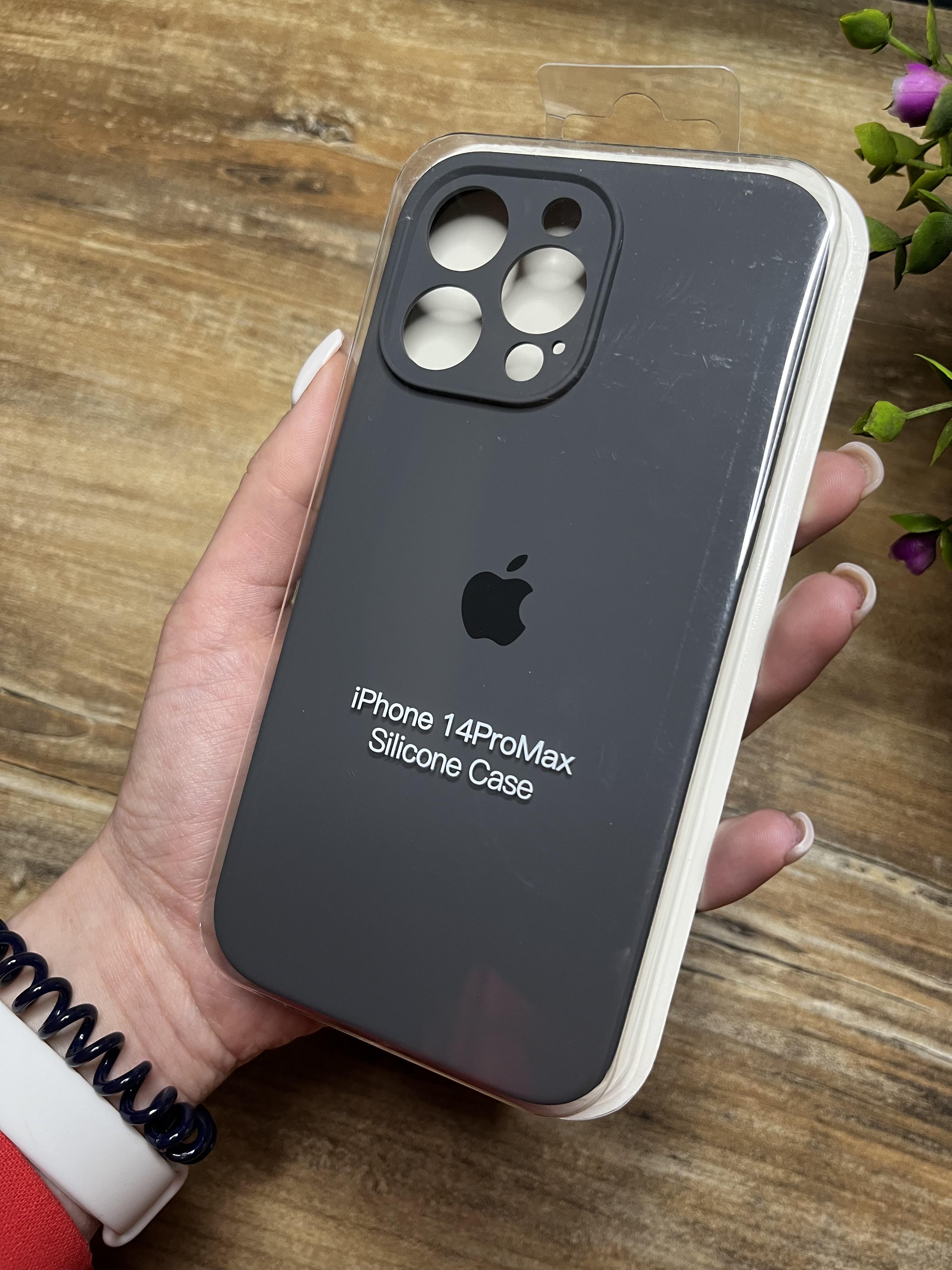 Чехол накладка на iPhone (Айфон) 14 Pro Max закрытый низ и закрытая камера silicone case full camera Apple - фото 1