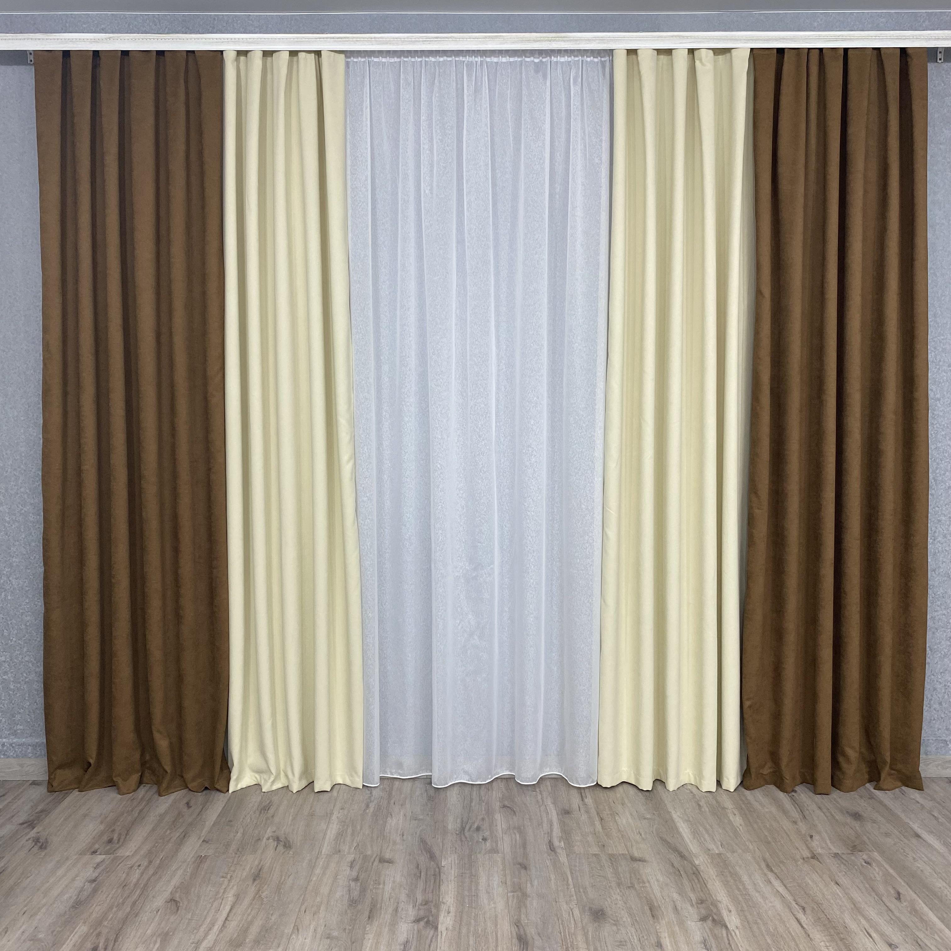 Шторы микровелюр TG Home Дуэт №450 1,50х2,70 м Коричневый/Кремовый (450-216/250) - фото 7 Шторы микровелюр TG Home Дуэт №450 1,50х2,70 м Коричневый/Кремовый (450-216/250) - фото 7