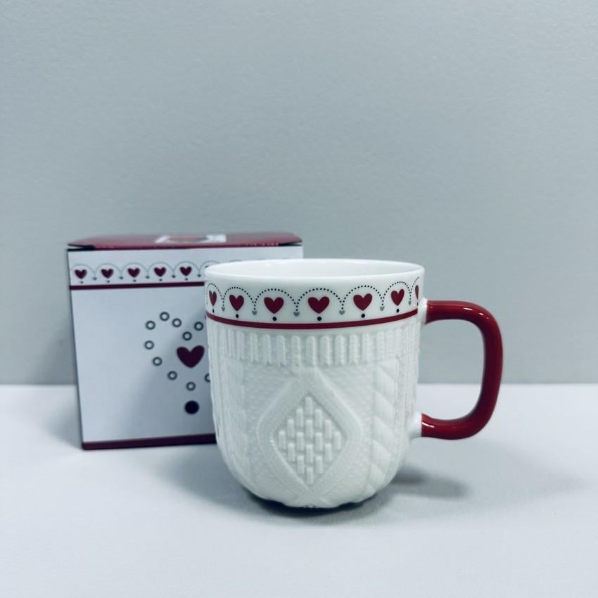 Чашка фарфоровая BonaDi 311-142 Сердце большое Happy Holidays вязаный орнамент 345 мл (2732940621)