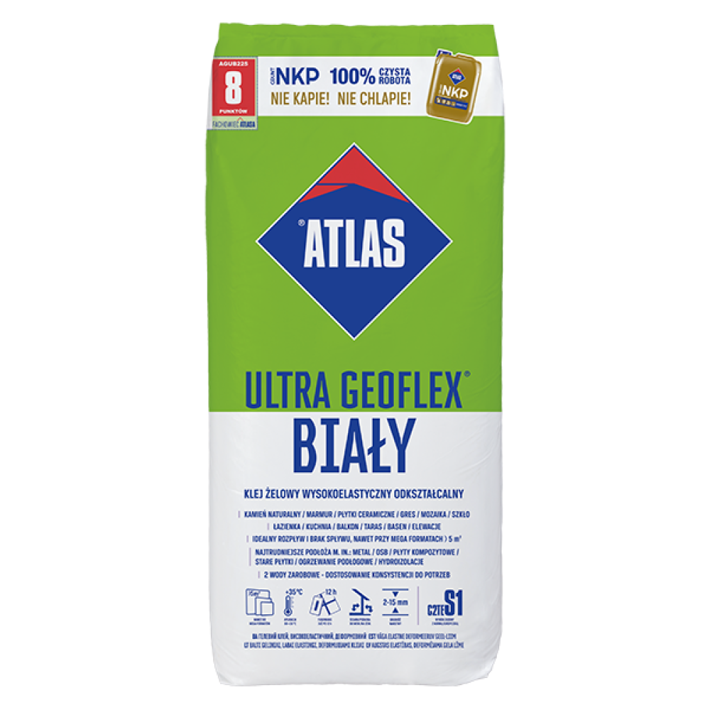Клей для плитки высокоэластичный S1 ATLAS GEOFLEX ULTRA WHITE 22,5 кг