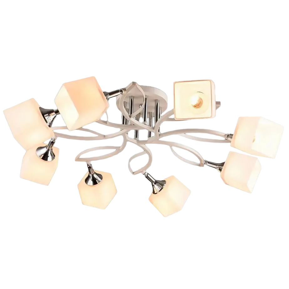 Люстра Svet на восемь стеклянных плафонов под лампы Е27 с поворотным механизмом Белый (SR-N3498/8 WT+CH)