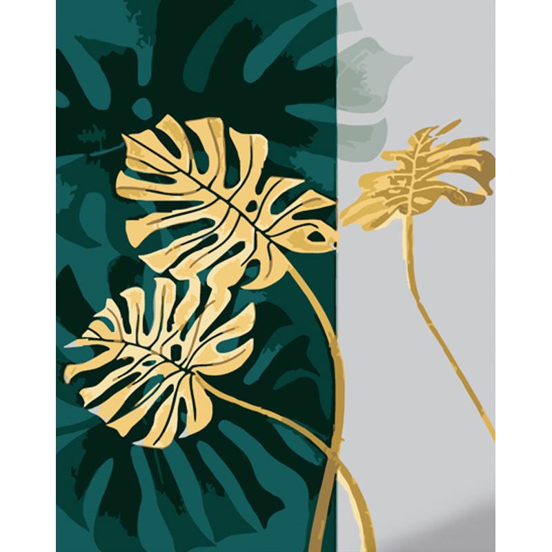 Картина по номерам Strateg Премиум Золотая монстера 40x50 см (GS1082)