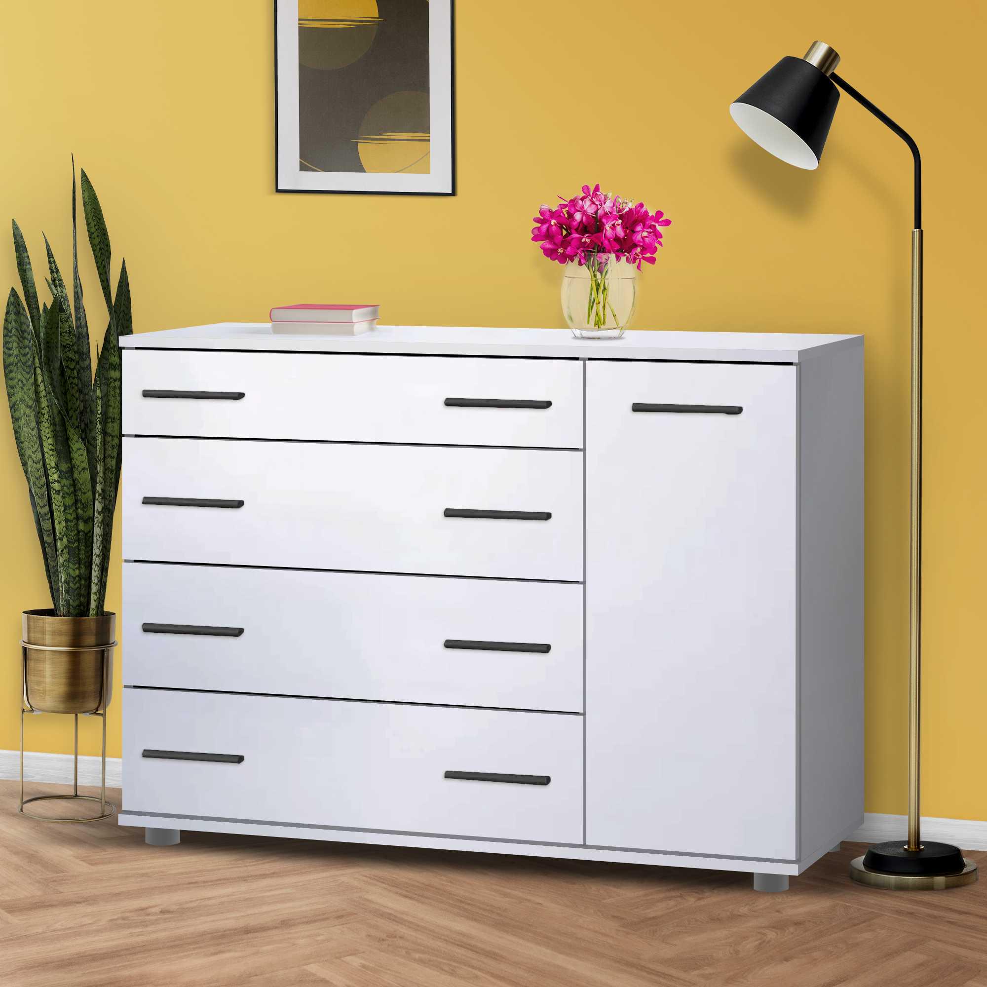 Комод для речей із шухлядами і дверима Білий (О-3) - фото 3 Комод для речей із шухлядами і дверима Білий (О-3) - фото 3