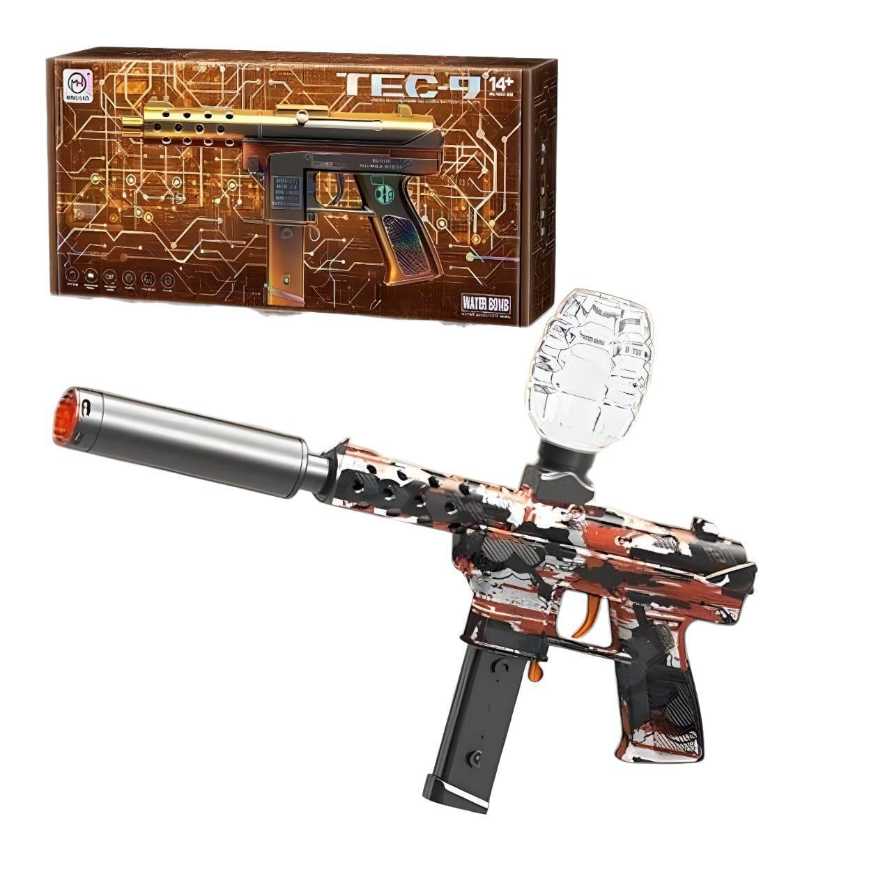 Автомат игрушечный с подсветкой/защитными очками/глушителем Оранжевый (162110)