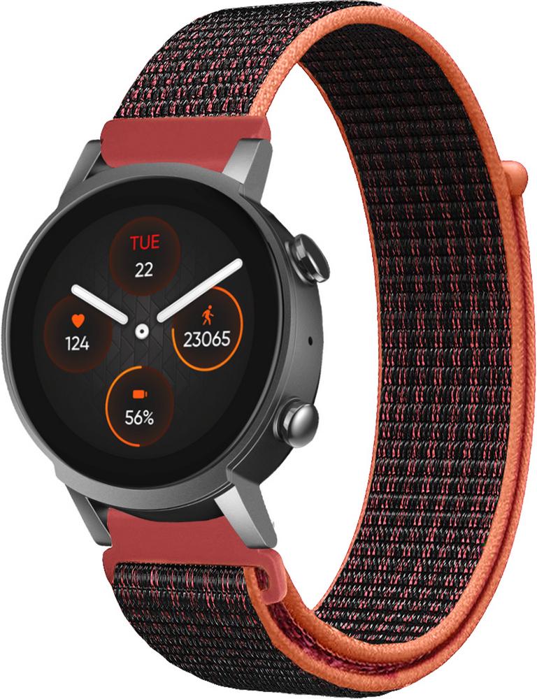 Ремешок нейлоновый Sport Loop для Mobvoi TicWatch E3 Black/Red (16136-44)
