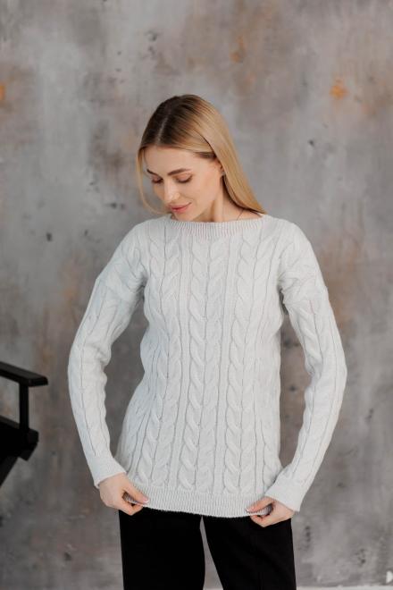 Джемпер вязаный ART KNIT Асоль с люрексом L/XL Белый/Серебряный (43572)