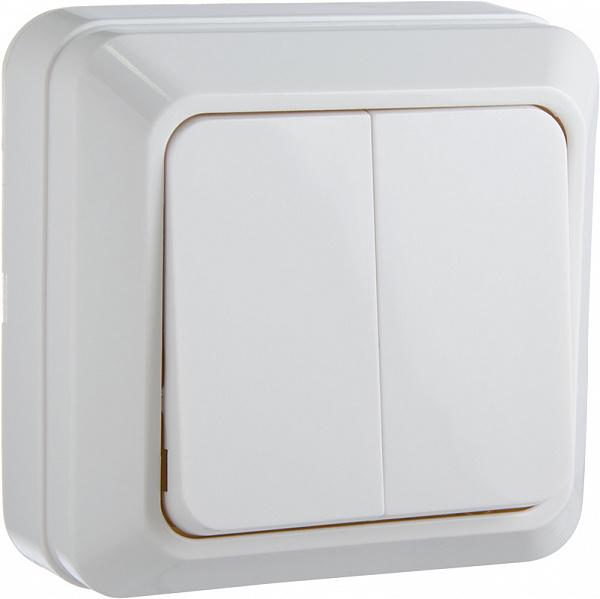 Выключатель АСКО-УКРЕМ CT 2-клавишный наружный Белый (BЗ10-2-0-Ct-W)