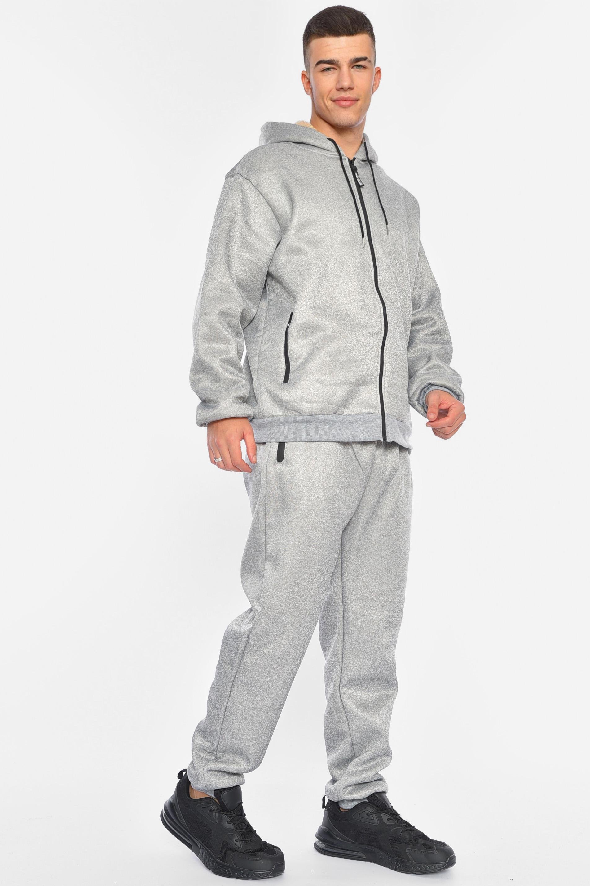 Спортивный костюм мужской полубатальный на евро меху XL Серый (192627) - фото 2