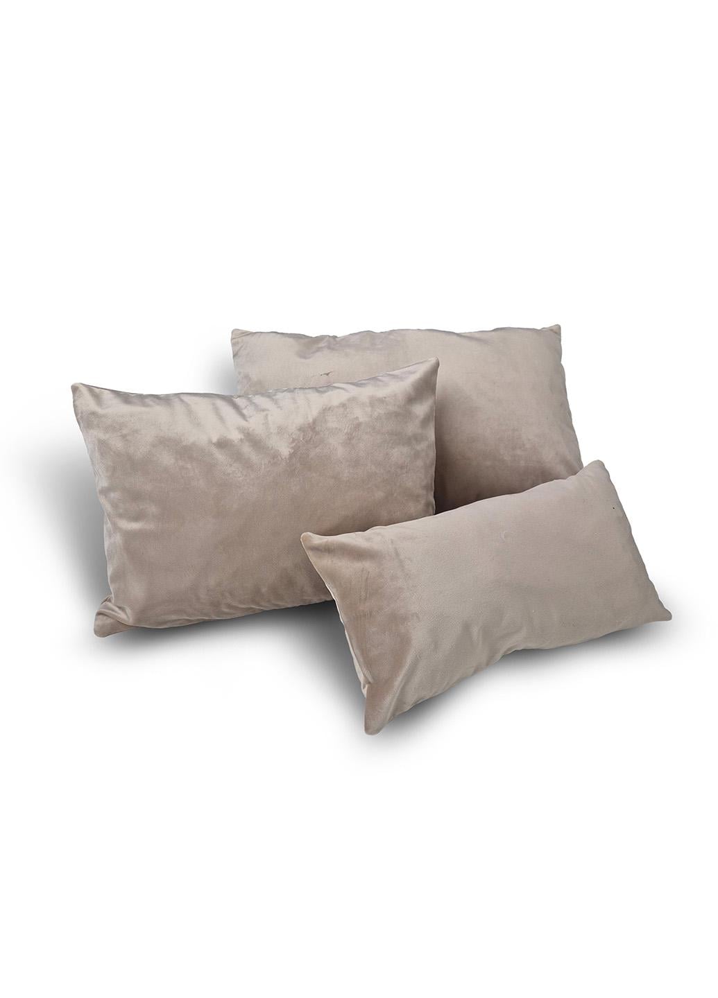 Комплект декоративних подушок Firanka Оксамит 50х30 см/40х28 см/37х20 см Бежевий (п_0808)