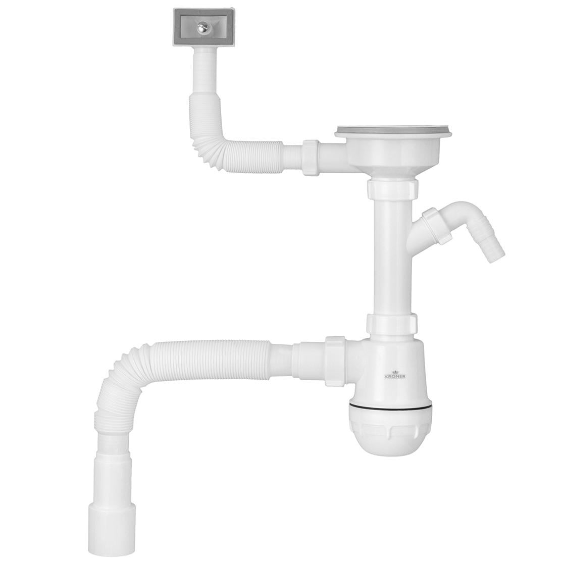 Сифон для кухонной мойки Kroner KS02-1WHI CV034316 110 мм (234007)