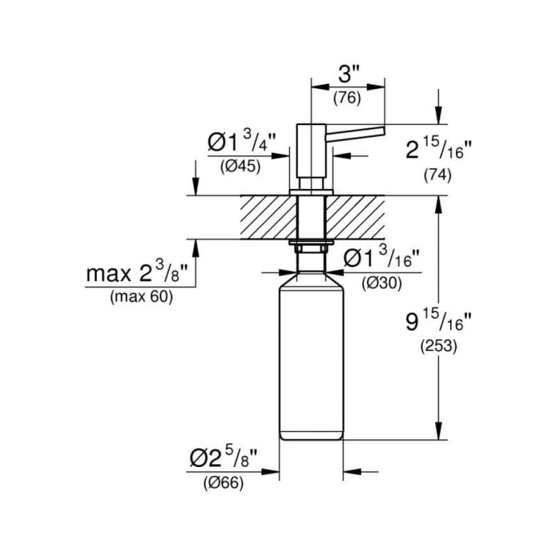 Дозатор врезной для кухонной мойки Grohe Cosmopolitan 40535DC0 500 мл Сатин (80110) - фото 2