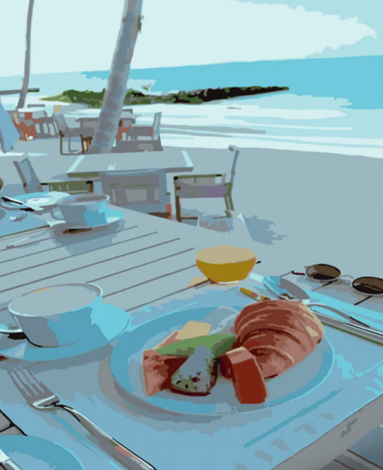 Картина по номерам Strateg Завтрак на берегу 40x50 см (GS875)