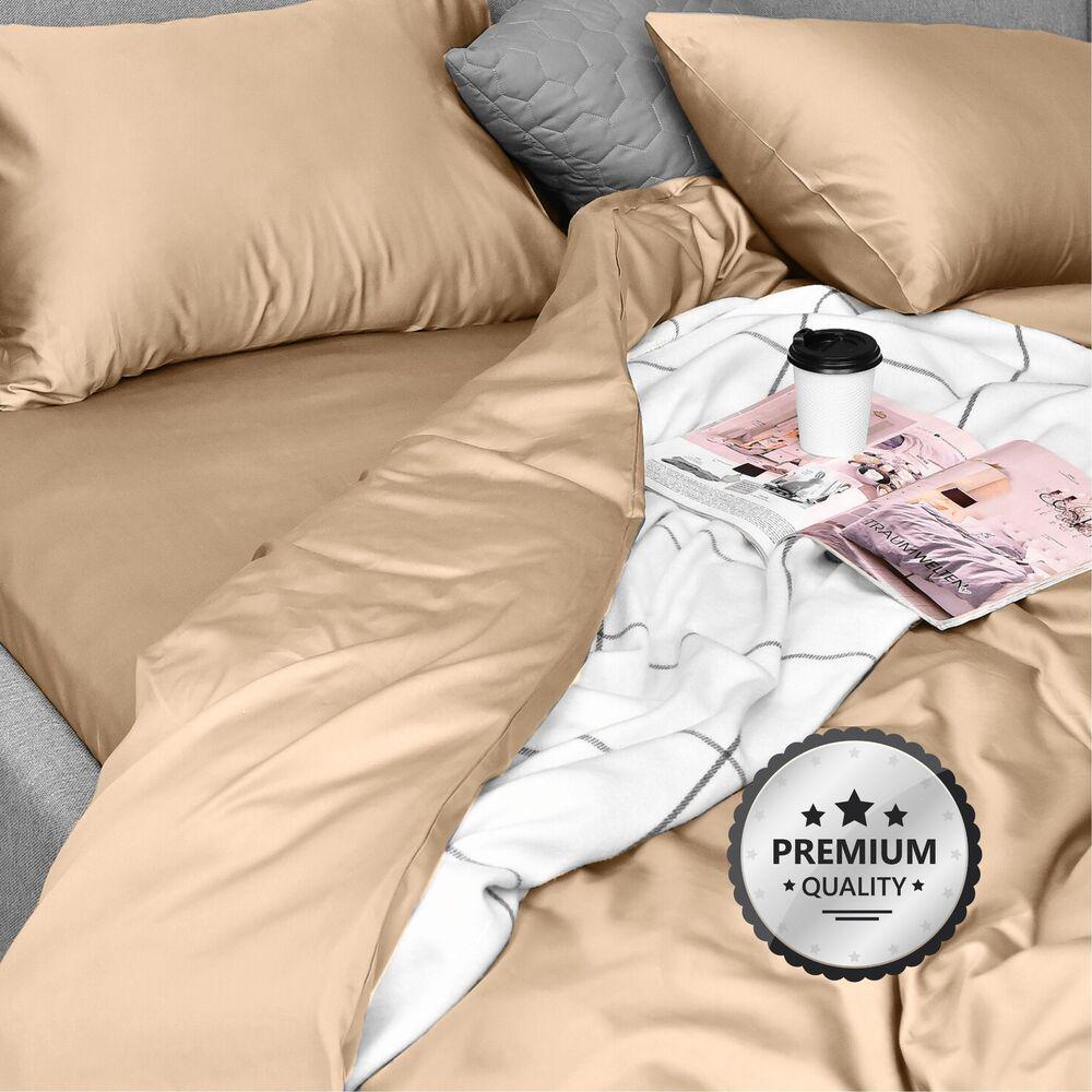 Комплект постільної білизни IDEIA сатин бавовна преміум євро 200х220 см Бежевий (26824) - фото 3 Комплект постільної білизни IDEIA сатин бавовна преміум євро 200х220 см Бежевий (26824) - фото 3