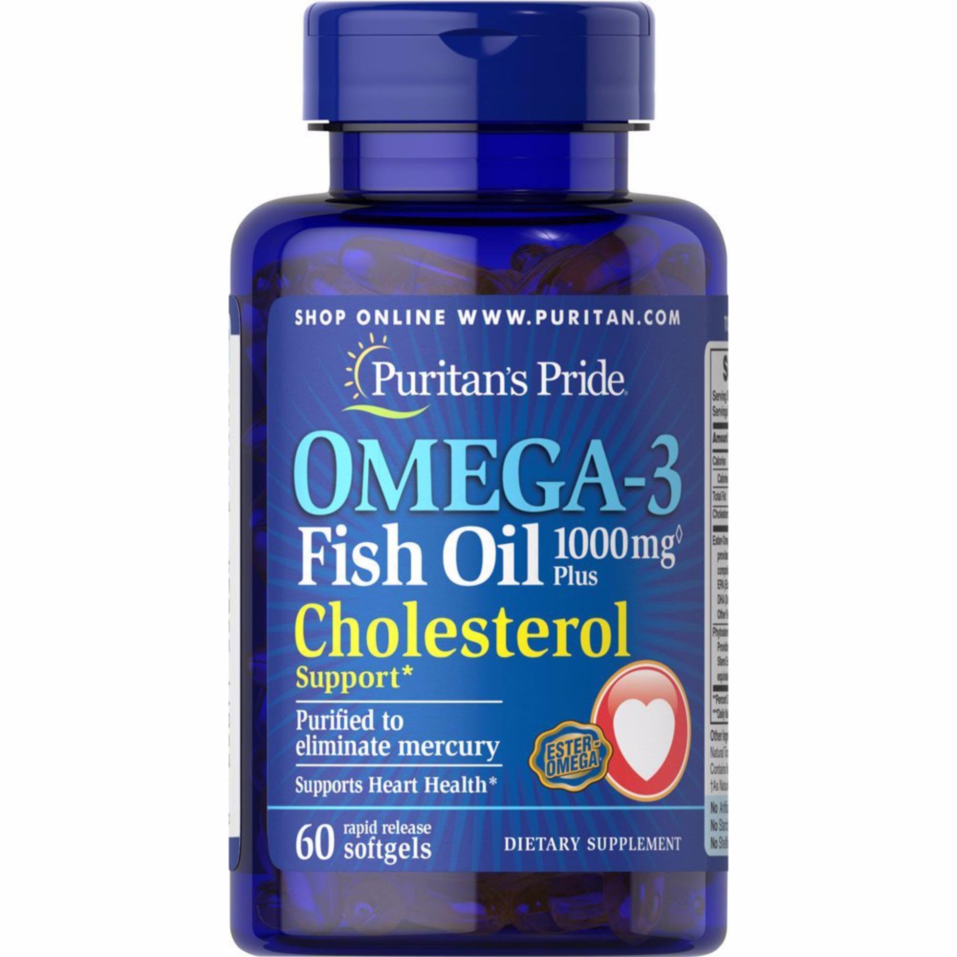 Омега 3 Puritan's Pride Omega-3 Fish Oil Plus Cholesterol Support 60 Softgels