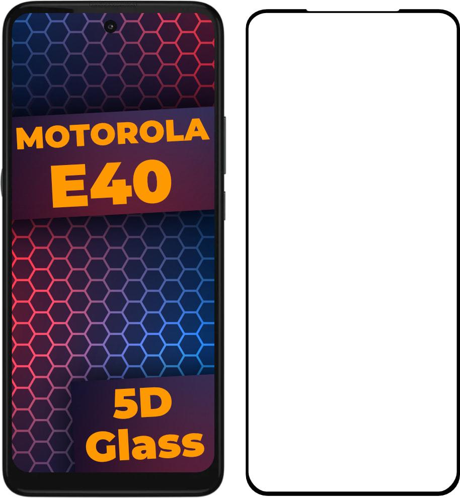Стекло 5D Motorola E40 защитное Full Glue Black (30457)