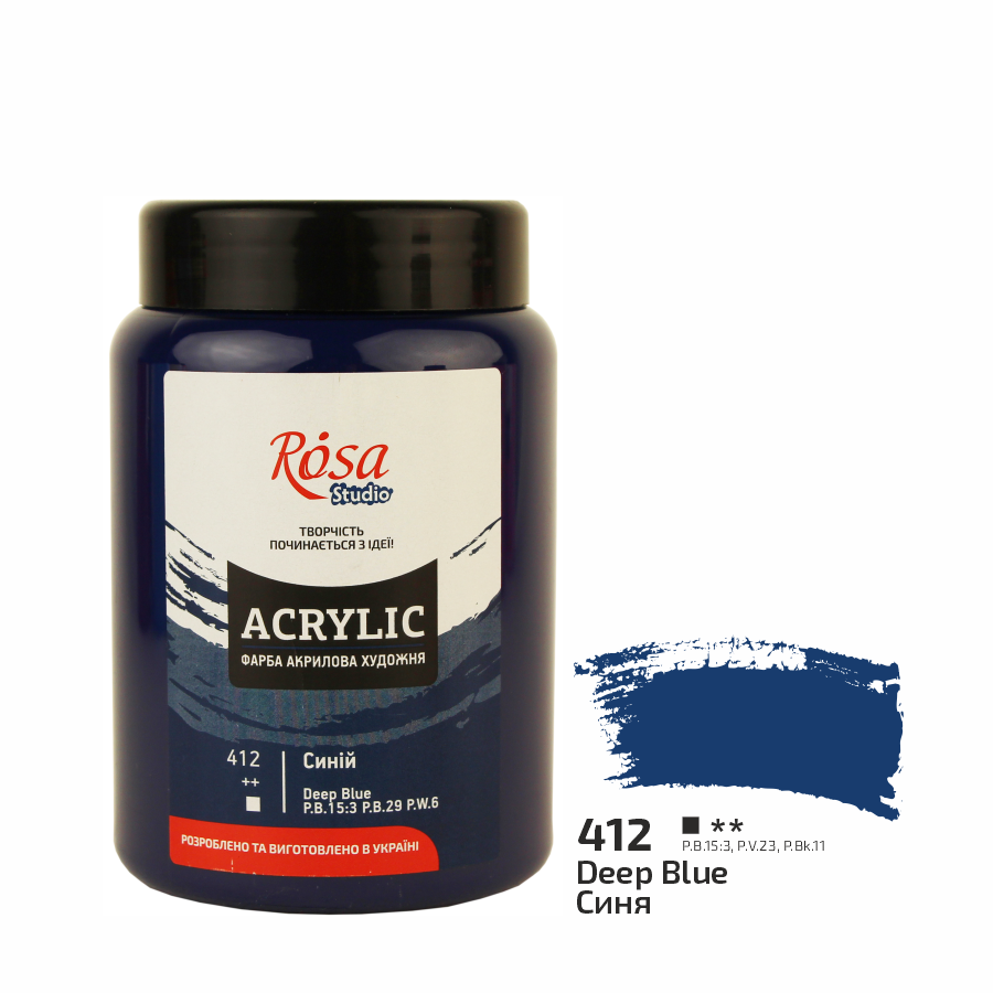 Акриловая краска ROSA Studio 322419412 6 шт. 400 мл Синий/412 (4823098513704) - фото 1 Акриловая краска ROSA Studio 322419412 6 шт. 400 мл Синий/412 (4823098513704) - фото 1