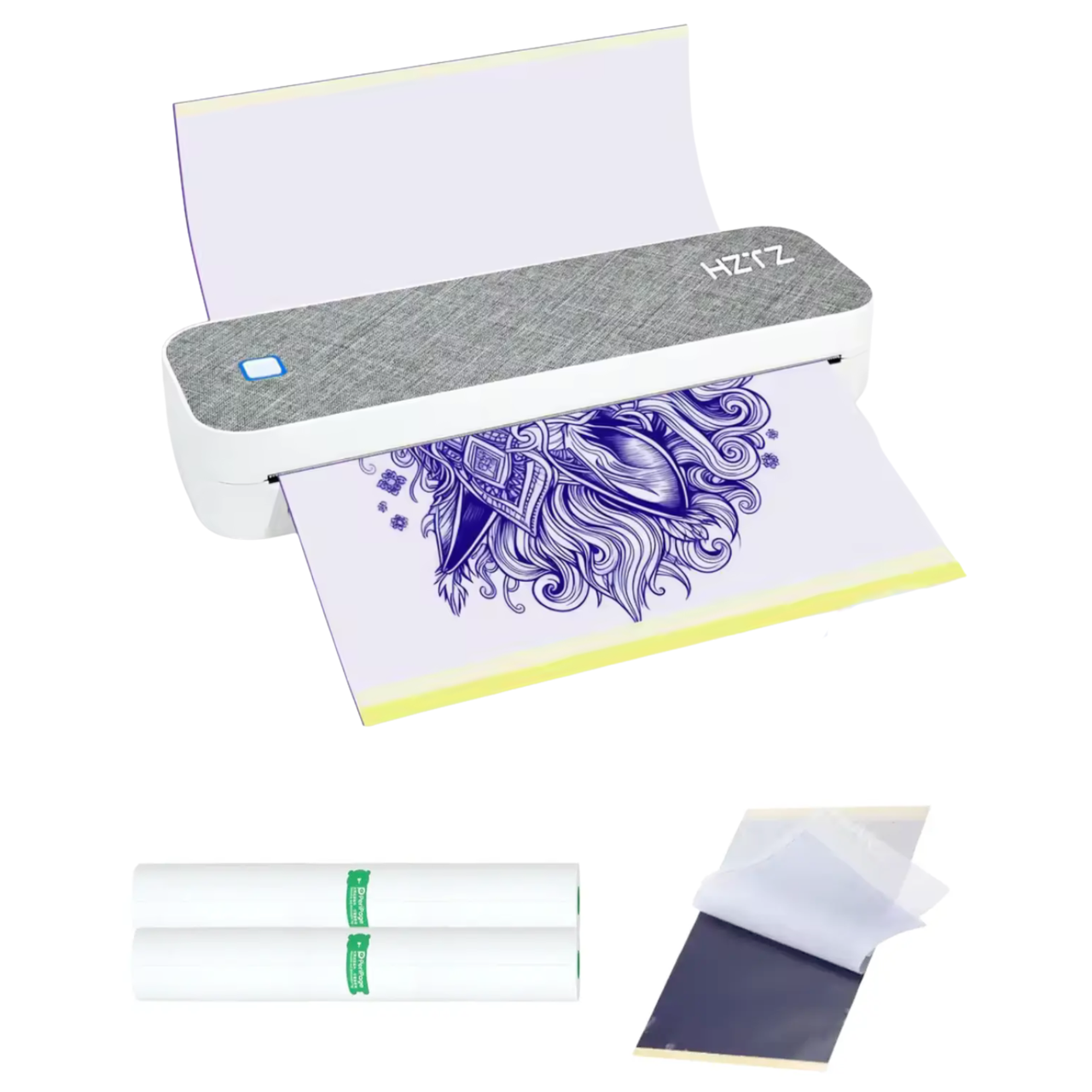 Термопринтер для друку документів та ескізів тату HZTZ A4XR Bluetooth 203 dpi A4 портативний та 2 рулони термо паперу/5 арк. паперу (32710183)