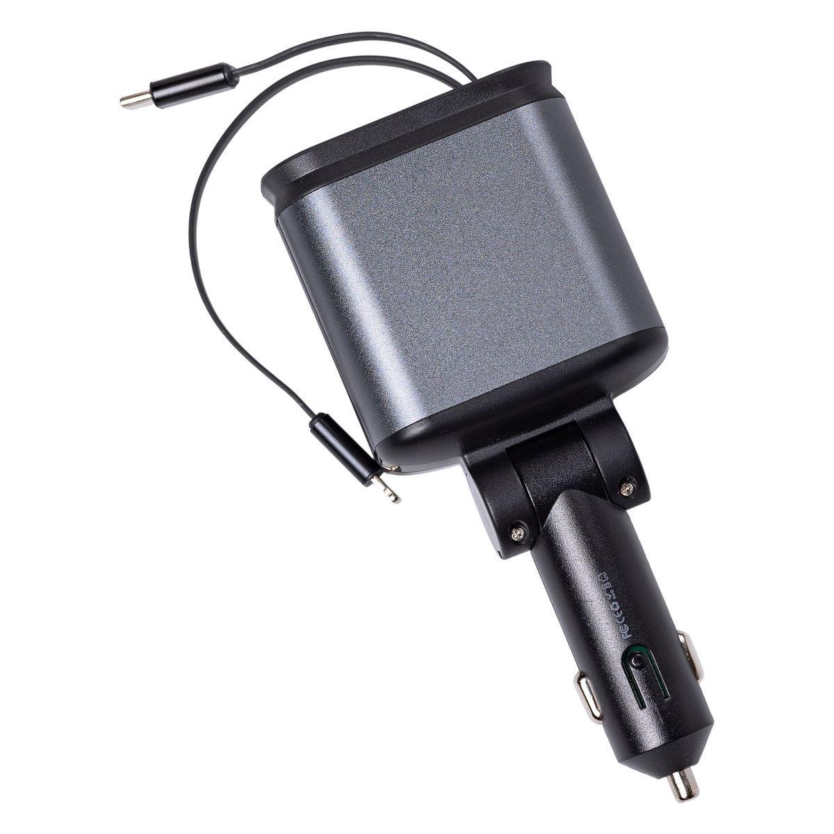 Зарядний пристрій автомобільний LED-проекція зі швидкою зарядкою та висувними кабелями Apple Lightning/USB-С (6836) - фото 9