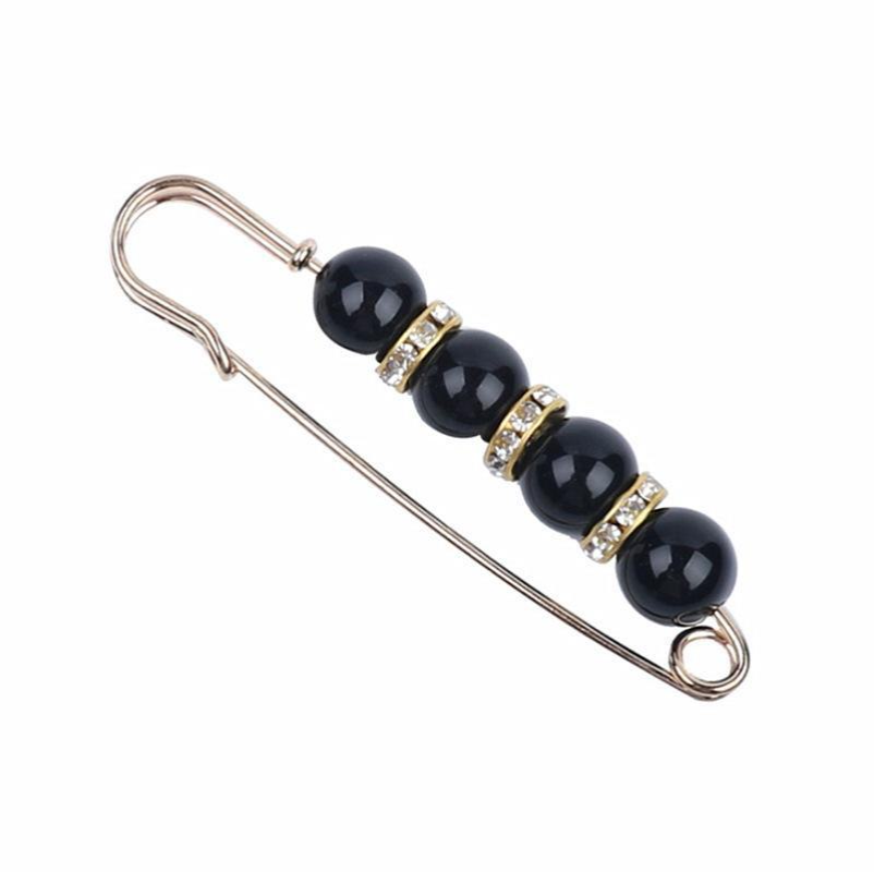 Брошка-шпилька з перлами 5,5 см Золотистий з чорними перлами (30764019) Брошка-шпилька з перлами 5,5 см Золотистий з чорними перлами (30764019)