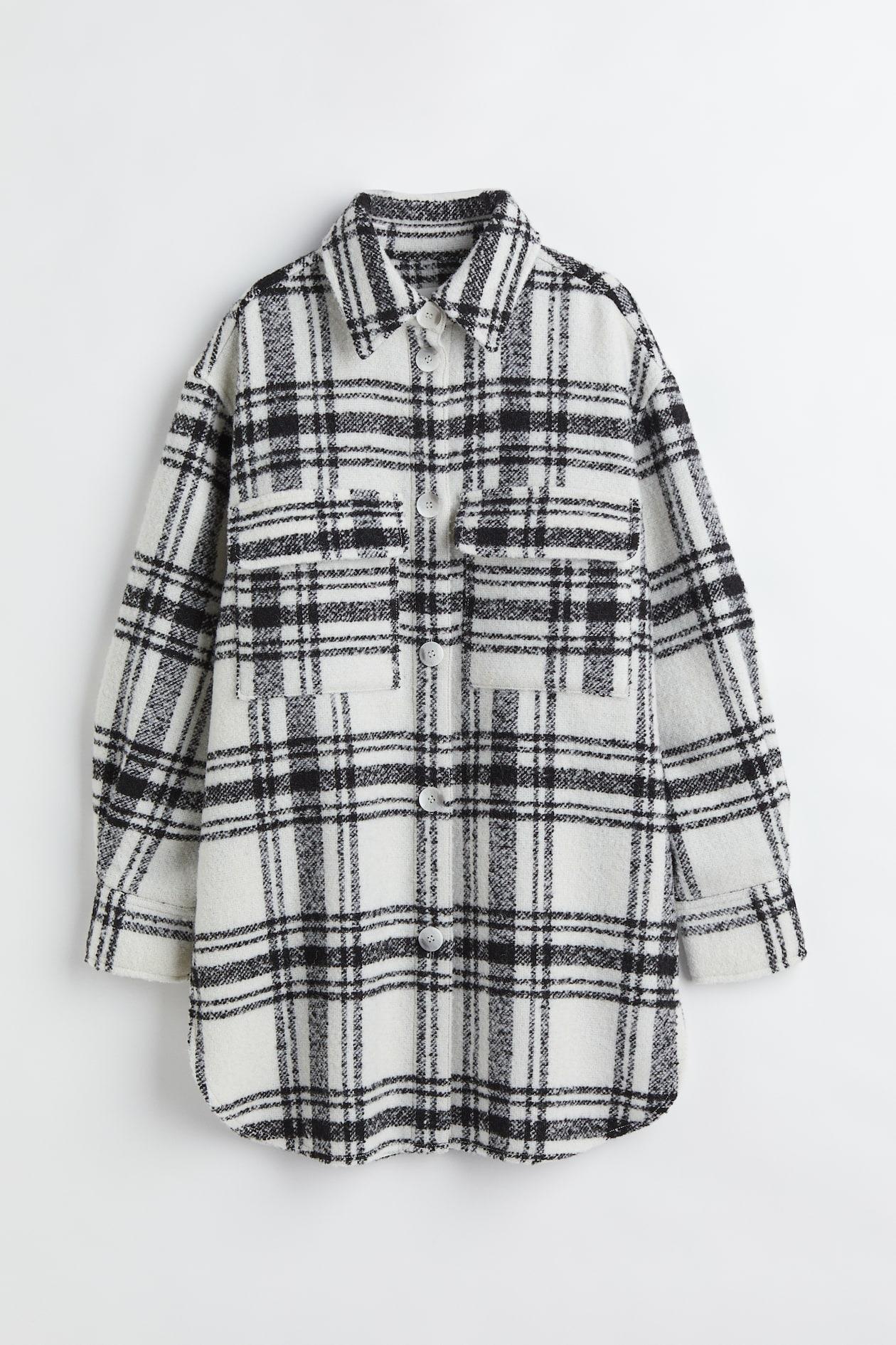 Куртка-рубашка шерсть бленд S Бело-черный (10468380wer)