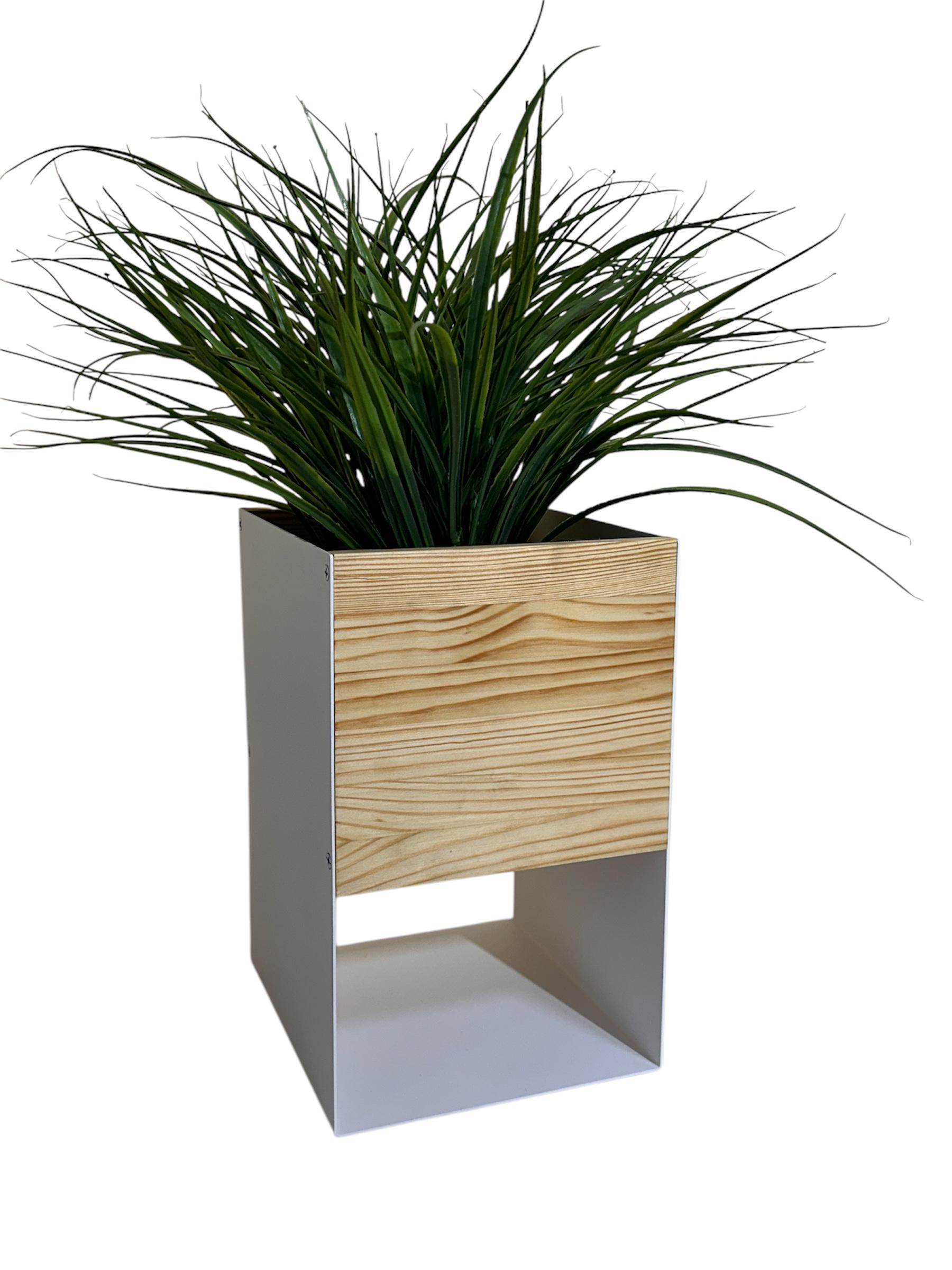 Підставка для квітів з металу та дерева Бежевий/Білий