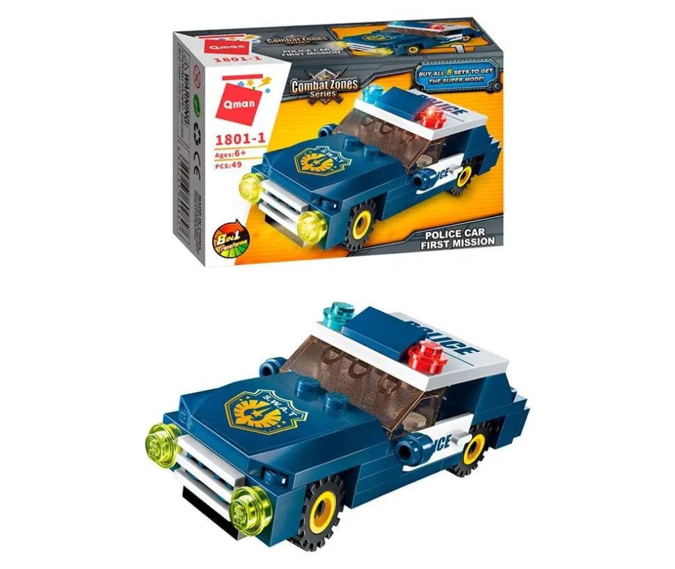 Конструктор Qman 1801-1-8 Автомобіль поліція транспорт 45-49 деталей (RLT25192s32845)