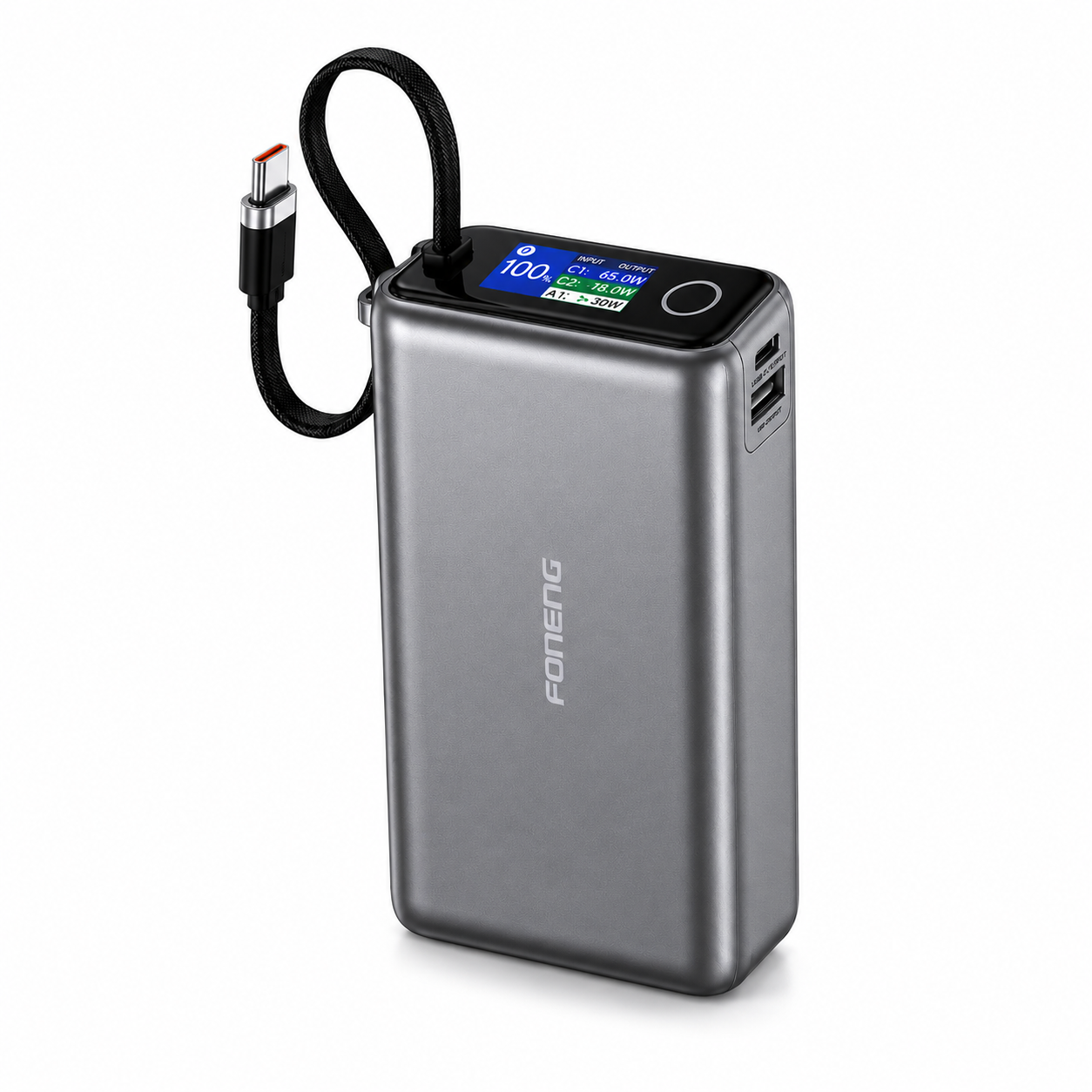 Повербанк Foneng PX132 20000 mAh Color Display 65W & 3 Outputs Dark Grey (59421867) Повербанк Foneng PX132 20000 mAh Color Display 65W & 3 Outputs Dark Grey (59421867)