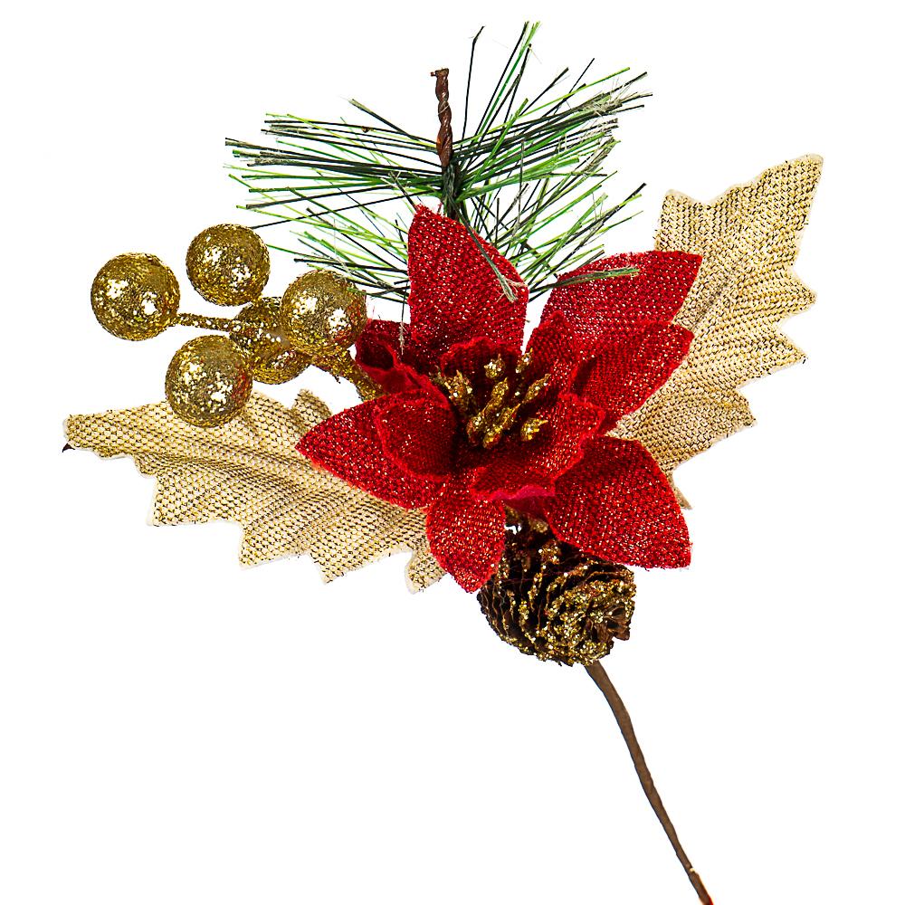 Декоративная ветка Elisey Пуансеттия Красный (020NT)