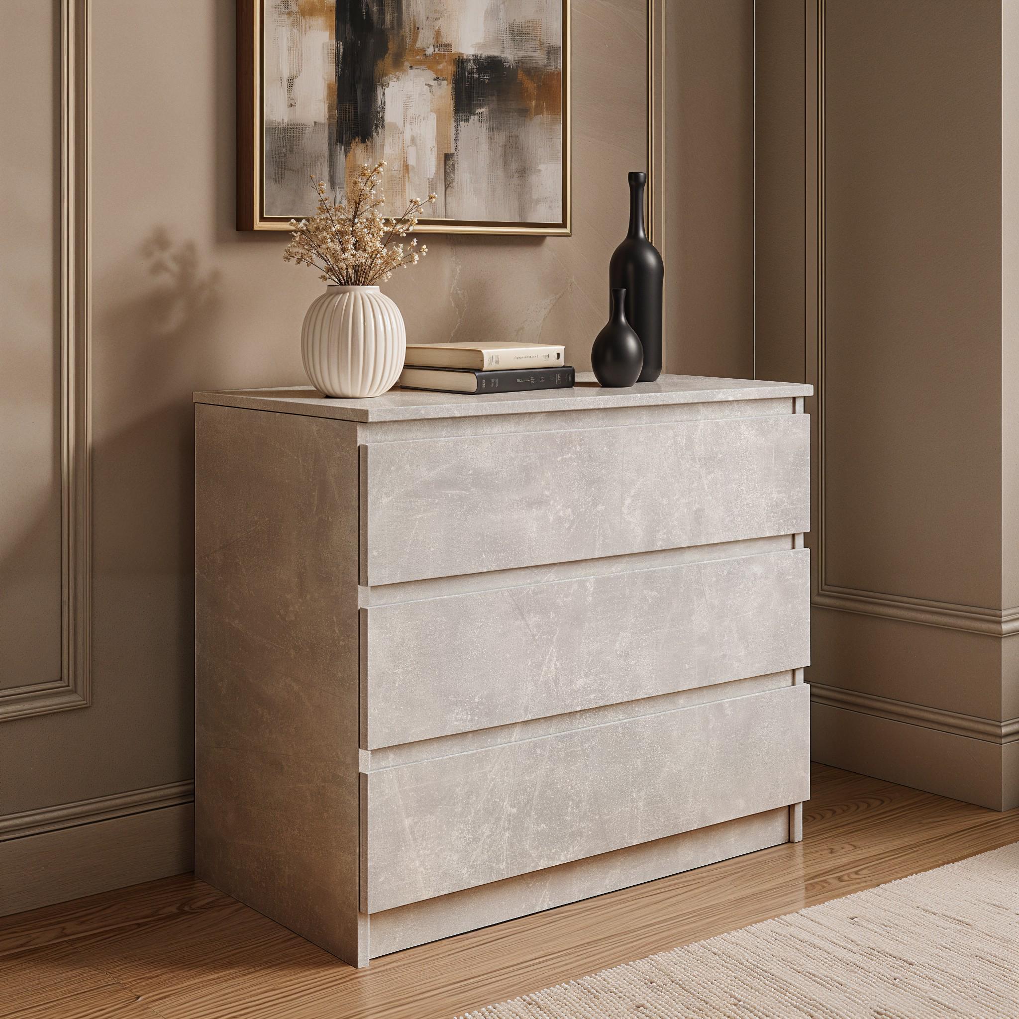 Комод на 3 ящика без ручек FT-214 800х400х755 мм Бетон - фото 2