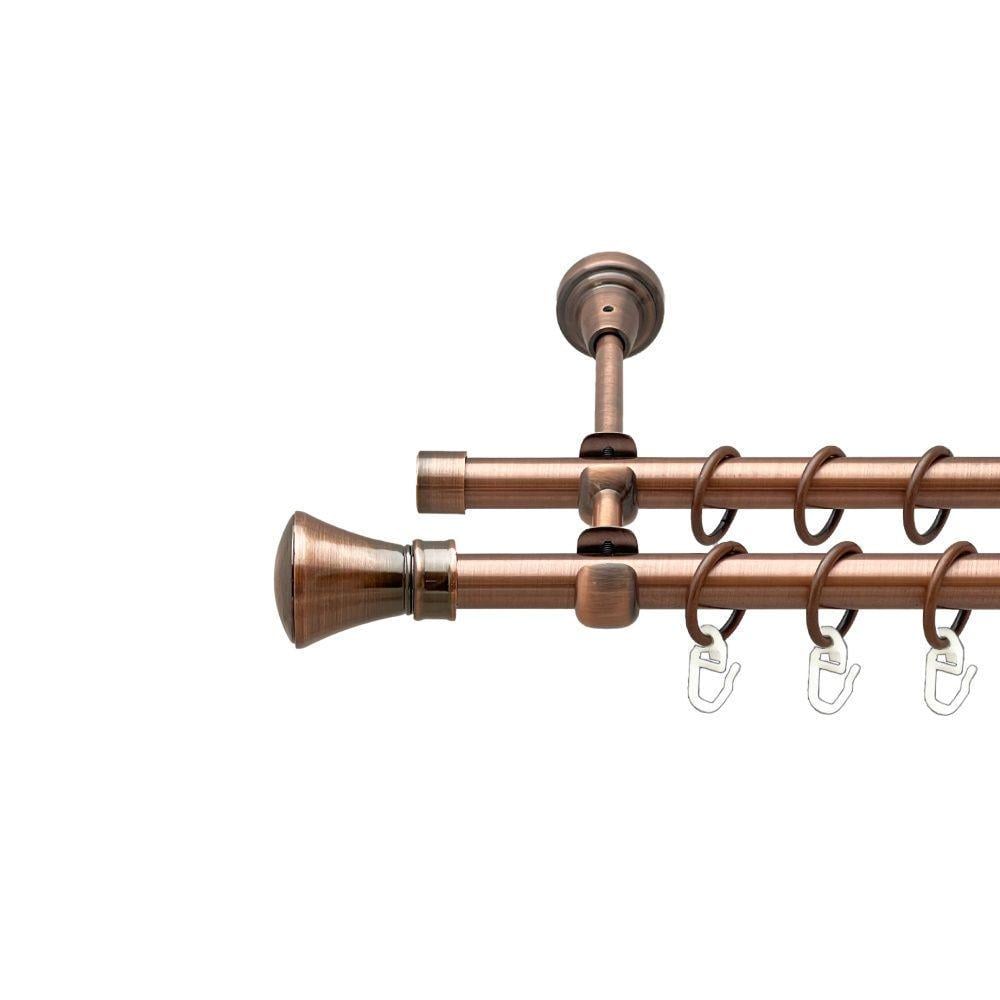 Карниз Orvit Люксор двухрядный гладкий 16\16 мм 160 см Античная медь (00-00020660)