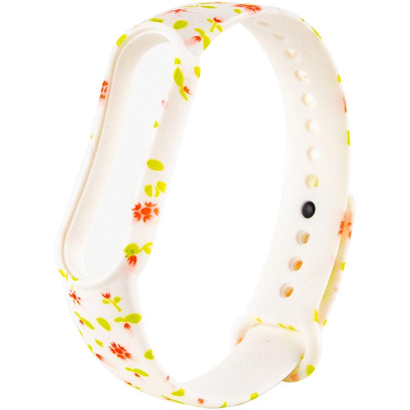 Ремінець силіконовий для Xiaomi Mi Band 5/6 Рожеві квіти/Білий (00000037970_6)