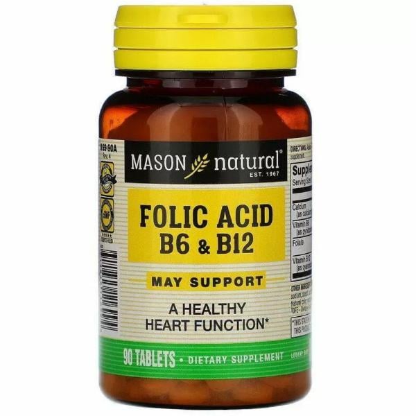 Натуральная добавка с фолиевой кислотой Mason Natural Folic Acid B6/B12 90 таблеток (000021110) Натуральная добавка с фолиевой кислотой Mason Natural Folic Acid B6/B12 90 таблеток (000021110)