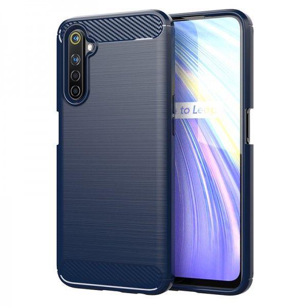 Чехол накладка Polished Carbon для Oppo Realme 6 синий