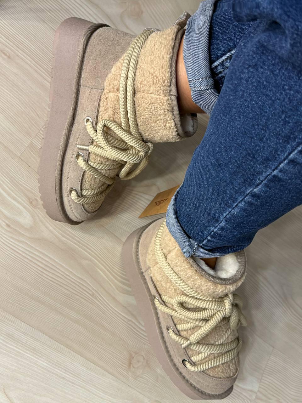 Уггі жіночі Hengji 52-3 сноубутси замшеві з хутром тедді на високій підошві р. 38 Бежевий (5141) - фото 3 Уггі жіночі Hengji 52-3 сноубутси замшеві з хутром тедді на високій підошві р. 38 Бежевий (5141) - фото 3