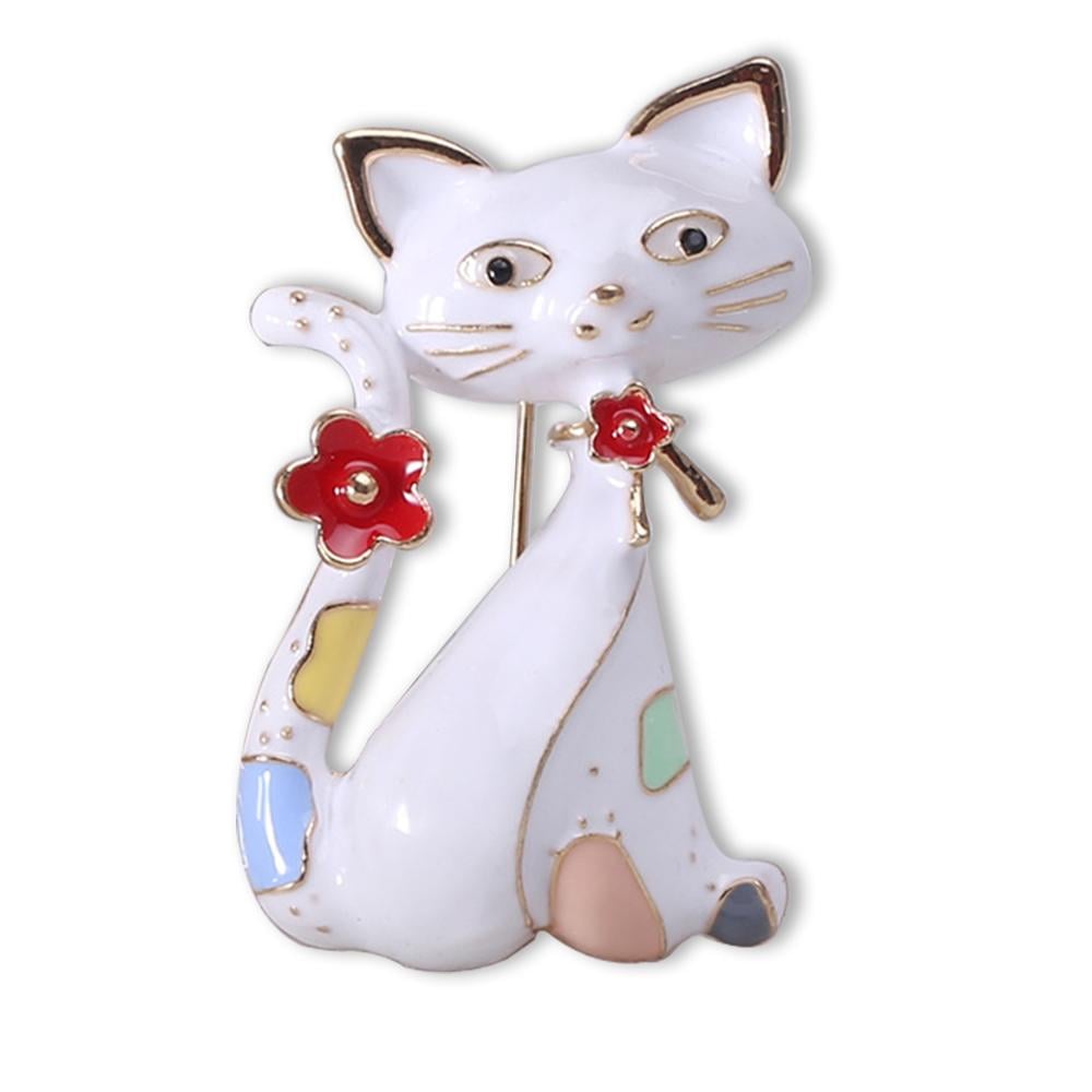 Брошка Котик 27x44 мм 16 г Білий (494693357)