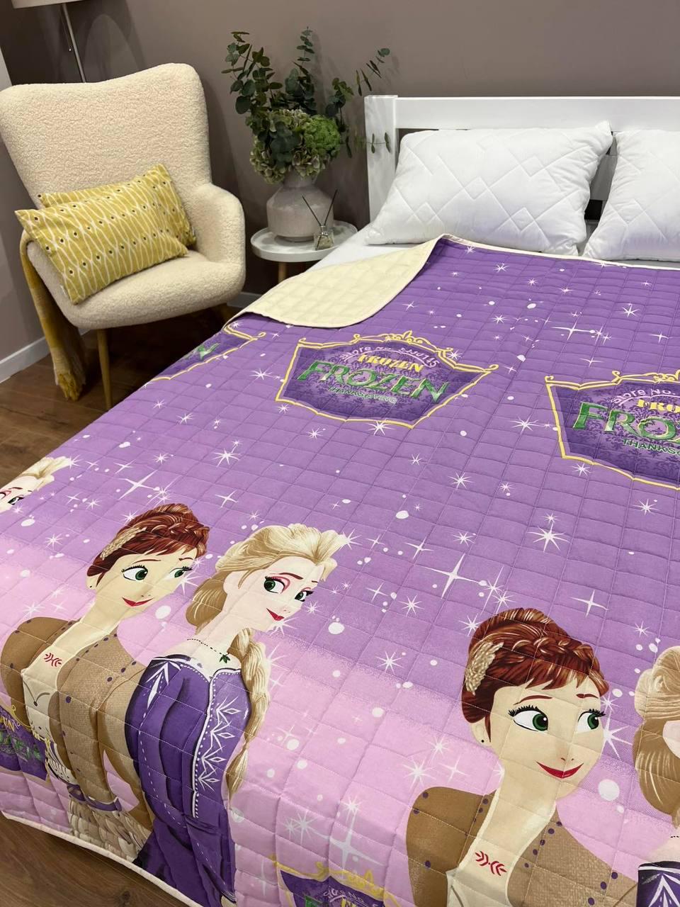 Ковдра дитяча з малюнком Крижане серце двостороння 150х210 см Фіолетовий - фото 2 Ковдра дитяча з малюнком Крижане серце двостороння 150х210 см Фіолетовий - фото 2