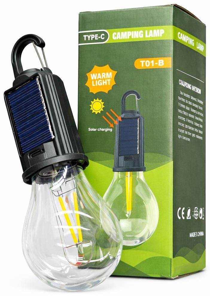 LED-фонарь для кемпинга T01B с аккумулятором и солнечной панелью Теплый Белый (10491)