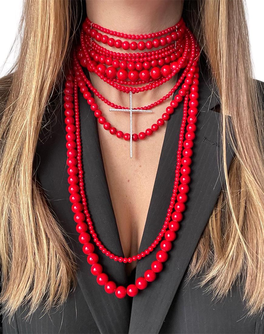 Намисто з хрестом жіноче SMART JEWELRY червоне One size