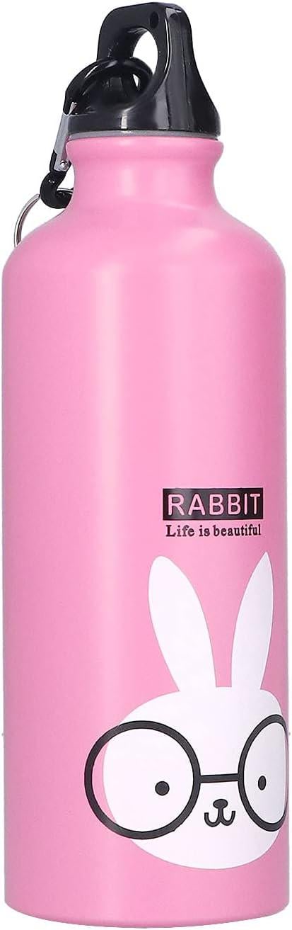 Бутылка для воды Зайчик с карабином 500 мл Розовый
