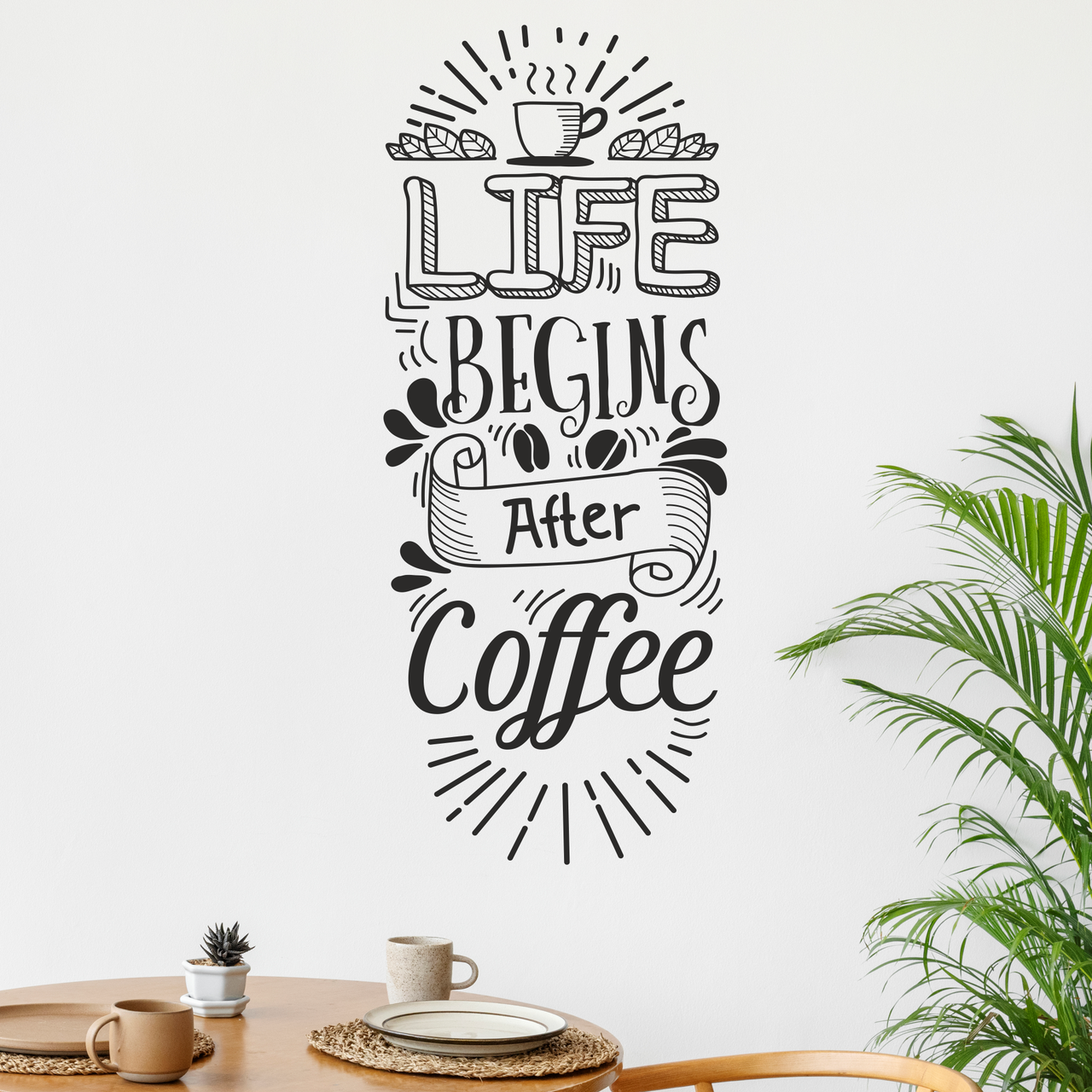 Наклейка виниловая Happy Pocket "Life begins after Coffee" матовая 50х122 см Черный (HP-021L-070M)