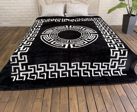 Плед-покрывало евро флис Узор 240х220 см Черный (K-BlackPattern/E) - фото 2